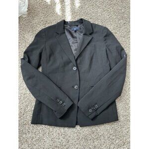 Gap Blazer Womens Size 0 Black Long Sleeve Lined Button Front Collared Career
